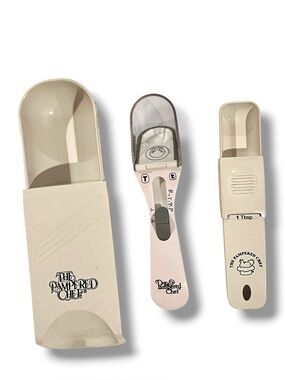 Pampered Chef Adjustable Measuring Spoons & Cup Set Leveler Baking Kitchen Tools